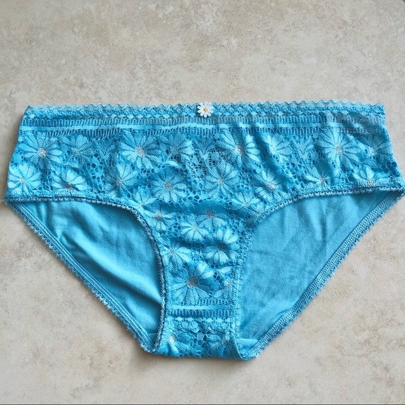 Victoria Secret Blue Lace Shine Panty LOT Medium - Picture 2 of 11